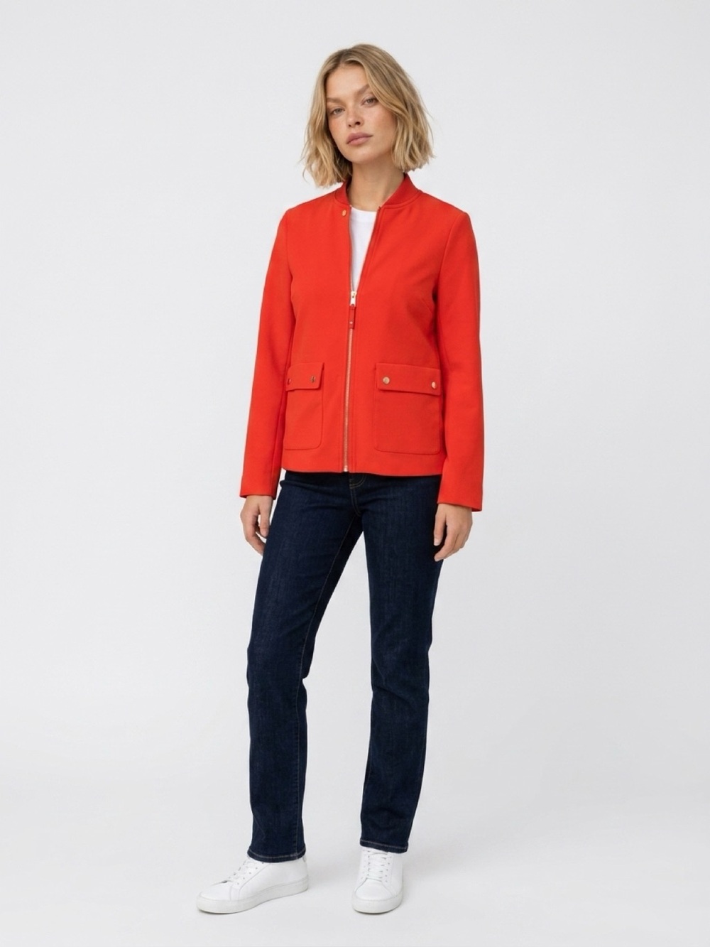 H&M Red Blazer zip up Jacket 8
